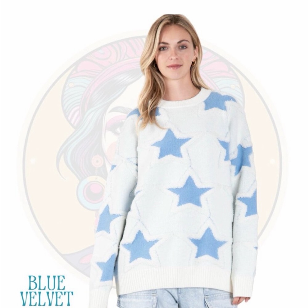 Blue Velvet Women's Star Pattern Sweater - NWOT - Size M/L